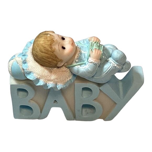 Baby Boy Three Resin Figurines Cake Toppers Baby Decor - Picture 3 of 14